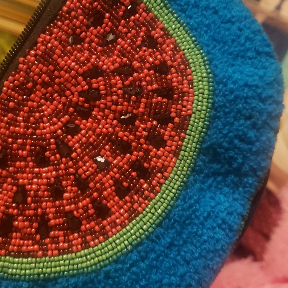 Kate Landry Watermelon Rug Hook Beaded Wristlet Purse - Picture 6 of 8